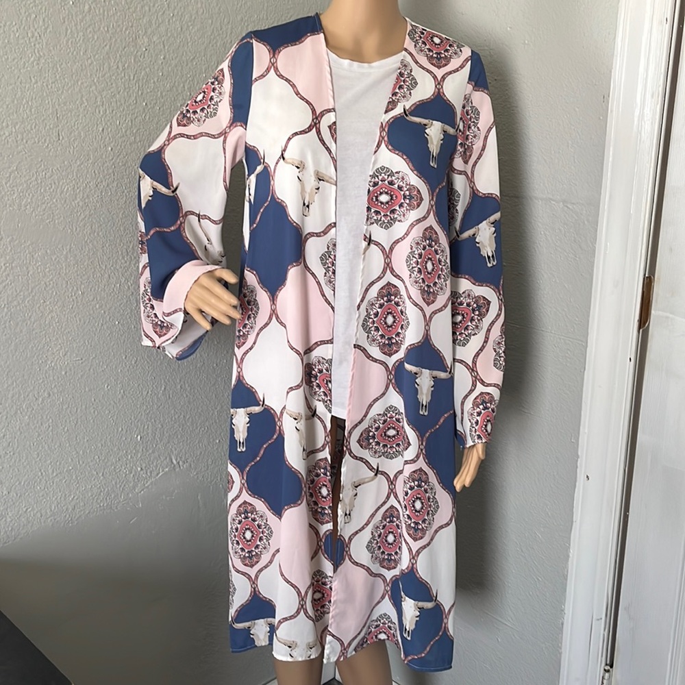 Berry N Cream Cow Skull Kimono